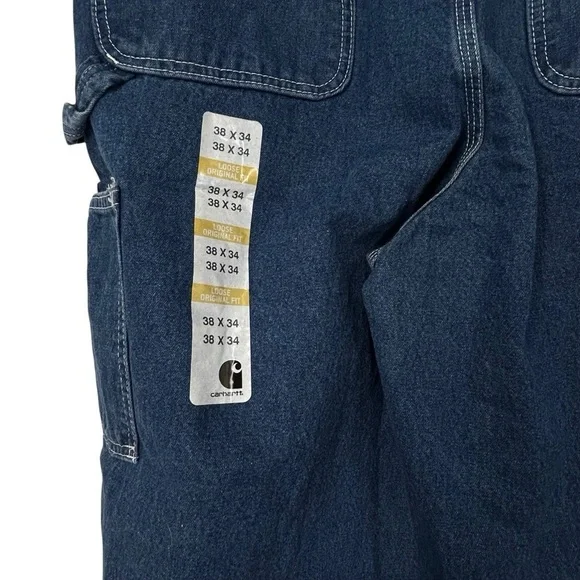 Carhartt B13 Loose Fit Work Dungaree Jeans Blue 38x34 NWT Workwear Y2K - Picture 4 of 14